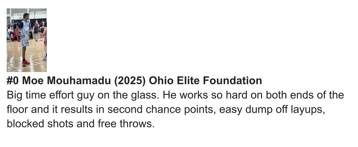Mo Seck found his strength this weekend. Mo was in rhythm all weekend getting downhill with long steps and drawing fouls. Mo had multiple double digits games and showed up when needed. Other than being on the glass Mo had a big time block in game 4 to secure the win. Great start
