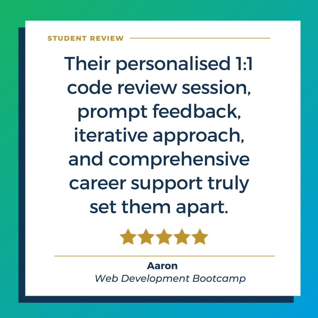 This glowing review made our day! ⭐⭐⭐⭐⭐ Ready to embark on your learning journey? Join us and discover our Web Development Bootcamp: bit.ly/4bd0BGC 🚀 #StudentSuccess #WebDevelopmentBootcamp #FiveStarReview