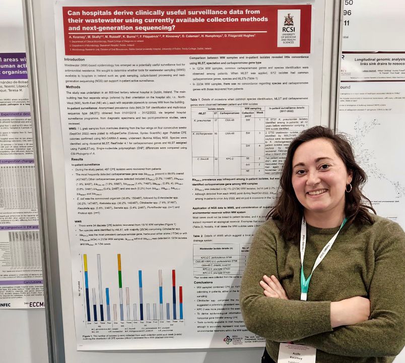 A busy #ECCMID2024 for this outstanding scientist @aoifeky recent publications in #IPC practices showcased, two posters #CPE in drains and #wastewater and what it means for #patients, #laboratories #Healthcare @IrishResearch @RCSI_Irl @Dfitzhughes @BeaumontIpc