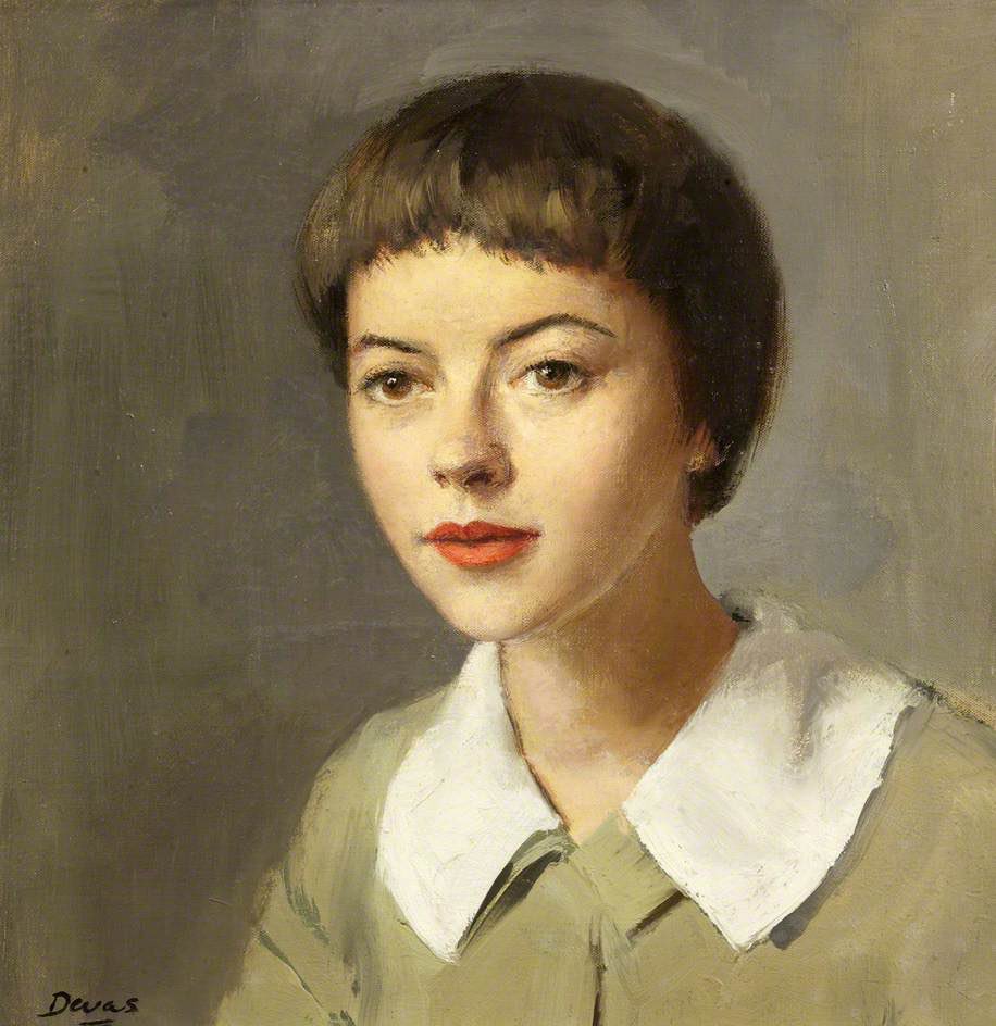 Dorothy Tutin as Joan of Arc in ‘The Lark’, Anthony Devas, Oil on Canvas, c. 1955 (University of Bristol Theatre Collection). beyondbloomsbury.substack.com