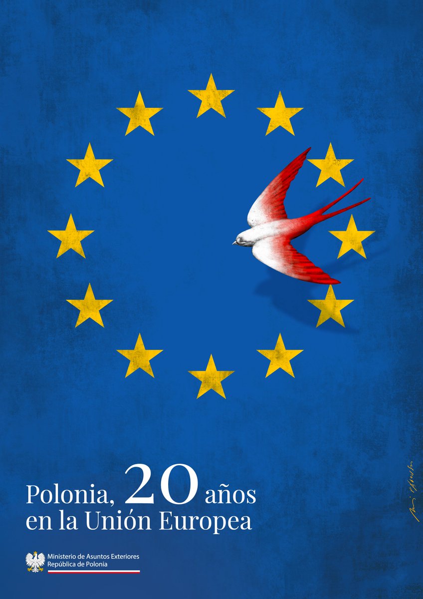 ¡Hoy celebramos un hito histórico para Polonia y Europa! Hace exactamente 20 años, el 1 de mayo de 2004, Polonia se unió a la Unión Europea.Esta fecha marca un momento de integración, cooperación y crecimiento para nuestra nación.  🇵🇱🇪🇺 #PoloniaUE #20añosUE #UniónEuropea