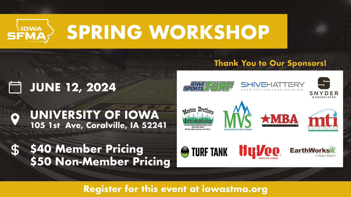 Be sure to sign up for the Iowa SFMA Spring Workshop on June 12th! We have a full day of tours and talks planned and wouldn't want you to miss it! Go to  iowastma.org/Workshop-Regis… to register today.