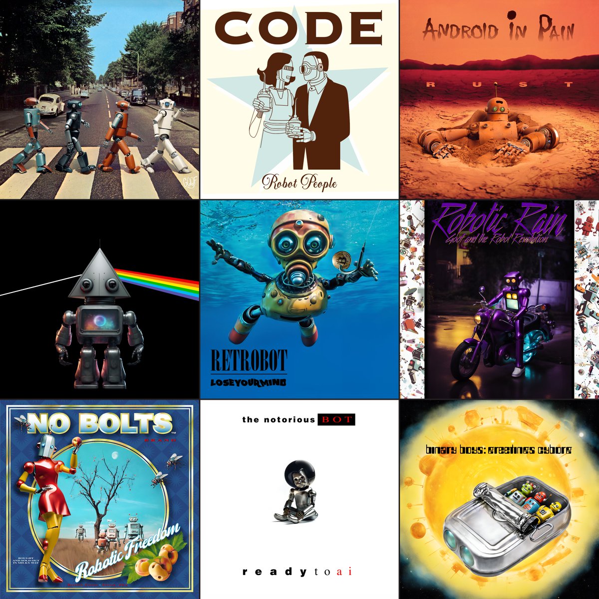 Goof's Robotic Album Covers are now minting At @ourZORA Network: Base Price: .003ETH (Under $10)