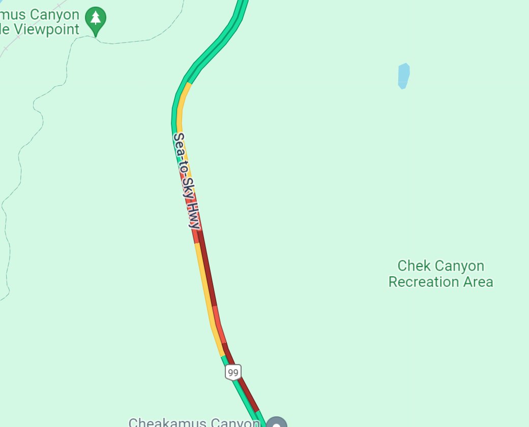 ⛔️#BCHwy99 Northbound closed 1km north of Conroy FSR due to vehicle incident. Expect delays. #Squamish #Whistler