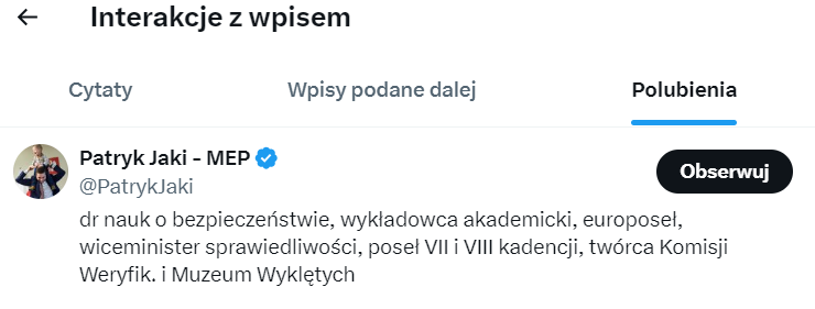 Niezwykły sukces europosła Balta. Zdołał napisać tweeta, pod którym go wszyscy jadą. Wszyscy? Jednak nie! Tweeta polubiła jedna osoba: @PatrykJaki.