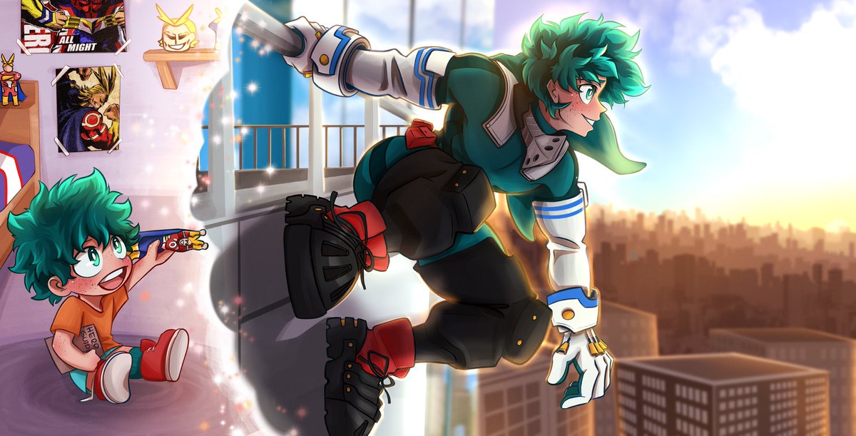 Dream of a Hero ☀️✨
.
One of my fave pieces I’ve done for a zine 💚⚡️
This was for Trinity Artbooks! I was part of the Deku one!

#deku #MHA