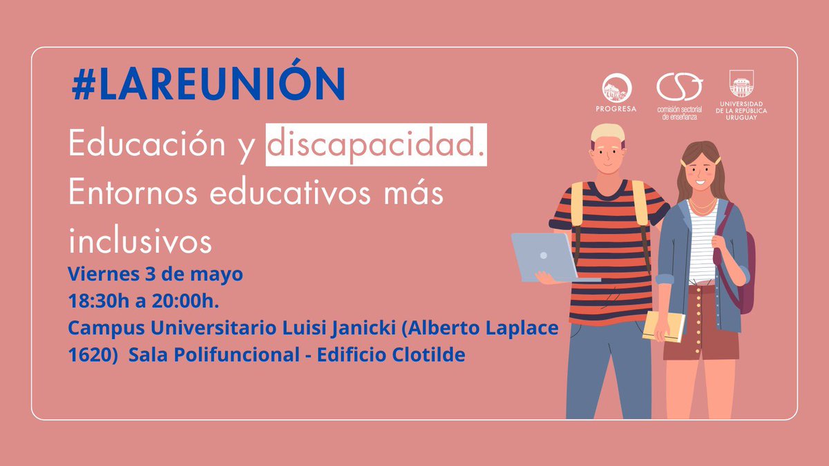 #L𝐴R𝐸U𝑁I𝑂́N Viernes 3 de Mayo 🏫 Educación y discapacidad. Entornos educativos más inclusivos 🫂 🎓Instancia de sensibilización a cargo de estudiantes de tutorías entre pares con el fin de visibilizar la inclusión educativa.