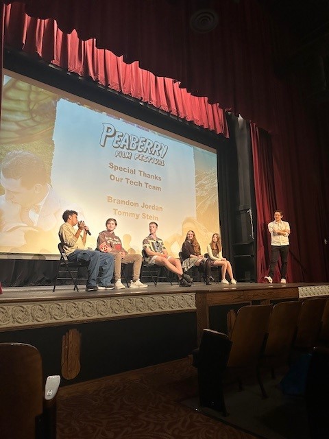 Woodstock HS Audio/Video students, Quintin Rodriguez (left) and Hayden Nowiak (2nd from left) discuss their film at the Peabody Film Festival. Great job! #WHSCTAE #CTAEDelivers #1Woodstock