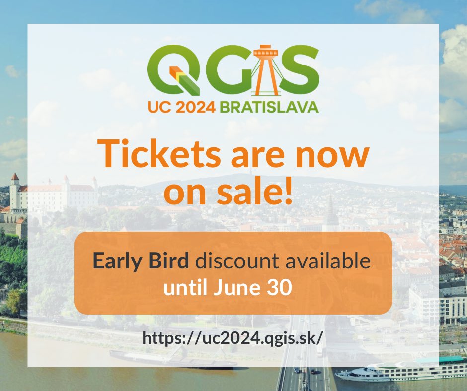 🤩 Registration Now Open for QGIS User Conference 2024! 🤩

🎟️ Reserve your place today and use Early Bird discount!💪

📅 9-10 September
📍 Bratislava
🔗 uc2024.qgis.sk