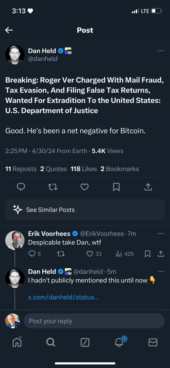 Roger Ver charged with tax fraud. Who is next on the hit list? 
justice.gov/opa/pr/early-b…

Saddest part is seeing Bitcoiners celebrating this. 0 respect.