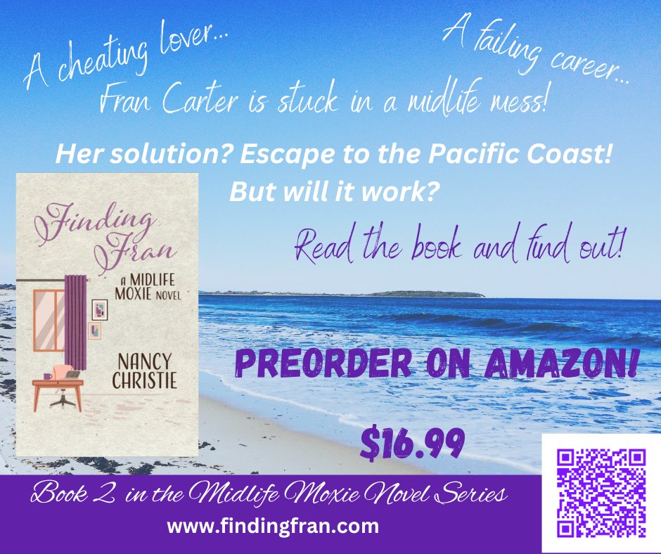 It’s getting closer to the paperback release for FINDING FRAN! Make sure you get your copy as soon as it’s out by reordering it now on Amazon! tinyurl.com/FindingFran #newrelease #MidlifeMoxieNovel #womensfiction #romance #womensfiction #contemporaryfiction #newbookrelease