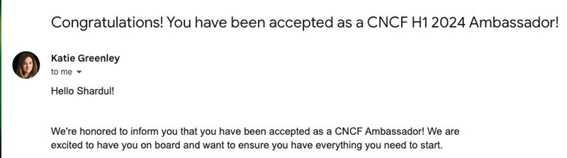 I am thrilled to announce that I have been accepted into @CloudNativeFdn  Ambassador Program. 🎉🎉 

Looking forward to learn from fellow @cncfambassadors  and contribute to the community.

#CloudNativeAmbassador #CNCF #KubeCon + #CloudNativeCon #CloudNativeCon @KubeCon_