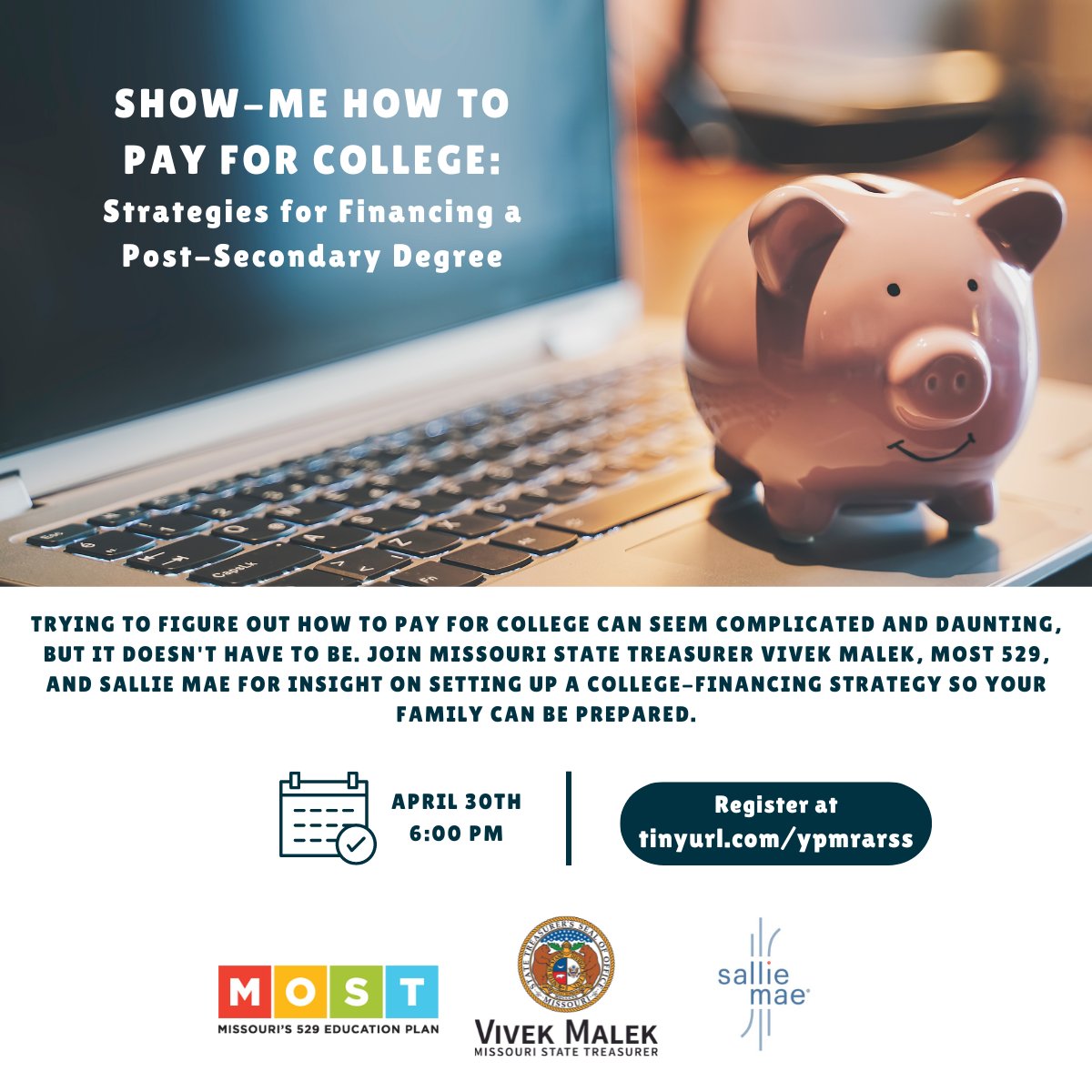 HAPPENING TODAY--> Show-Me How to Pay for College: Strategies for Financing a Post-Secondary Degree To learn more about savings, resources, and scholarships, please join us for this free LIVE webinar. After the presentation attendees will have the opportunity to ask questions…
