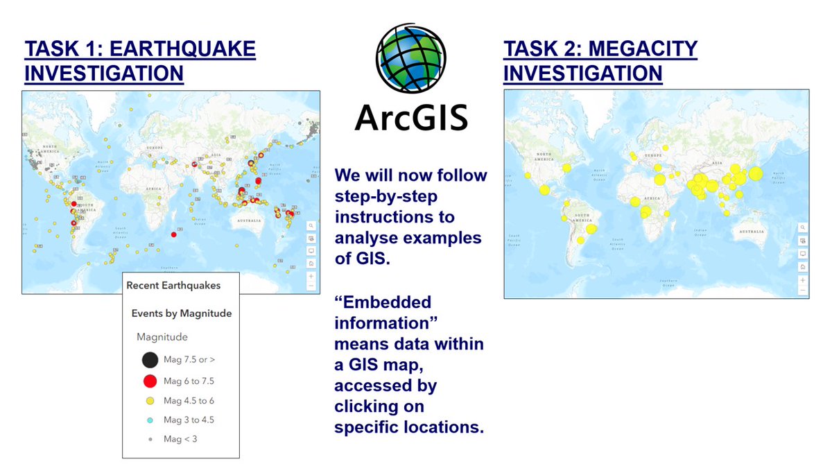 HeadofGeog's tweet image. Geographic Information System investigation (continued): Here are a few extra slides to go with the ArcGIS worksheet shared in previous post. Plus some useful GIS Day video links which students really enjoy. File link above. #TeachWithGIS #geographyteacher