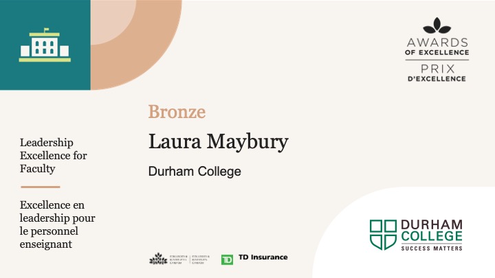 Congratulations to Laura Maybury, winner of the #CICan24 Bronze Award for Leadership Excellence! Félicitations à Laura Maybury pour avoir remporté le prix de bronze pour l'excellence en matière de leadership. @durhamcollege