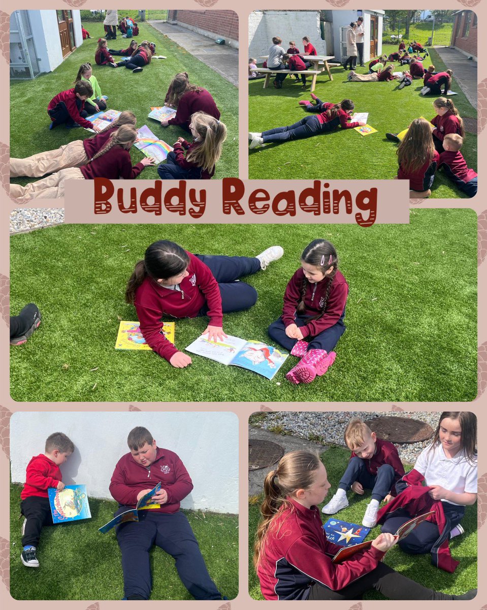 ☀️Nothing beats the joy of buddy reading in the sunshine! ☀️📚 Mr. Walshes fabulous 4th had a blast sharing stories and soaking up the sun with their pals in Ms. McKeon’s Junior Infants! A perfect way to enjoy learning and friendship. 🥳