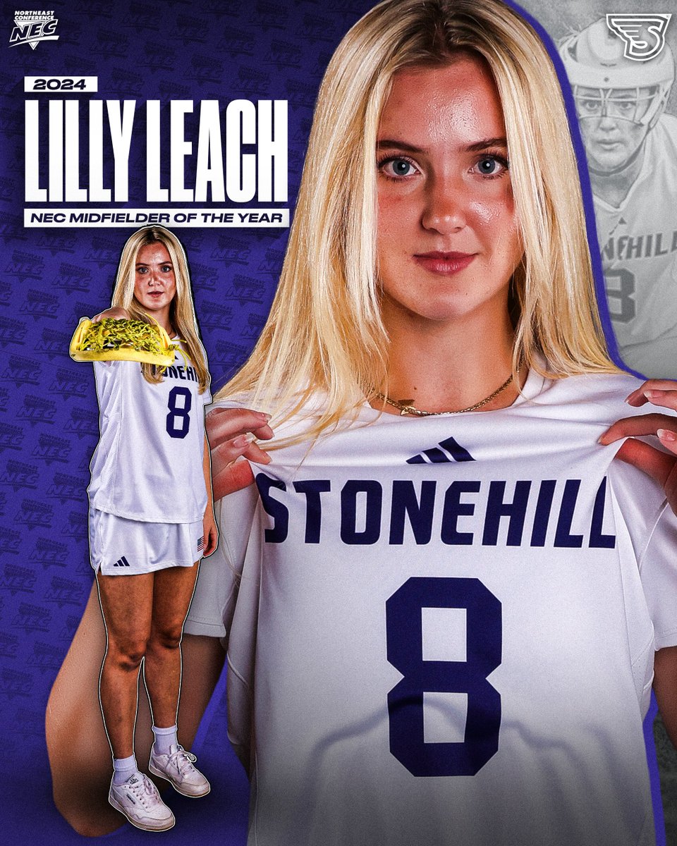 2️⃣0️⃣2️⃣4️⃣ @necwlax Midfielder of the Year ⤵️ ➡️ Lilly Leach, @GoStonehill 📒 Leach was a dominant force on both ends of the field. She ranked fourth in #NECWLAX in goals per game (2.94) and led the loop in draw controls by a sizeable margin (7.71 per game). #NECelite📜 #MFOTY
