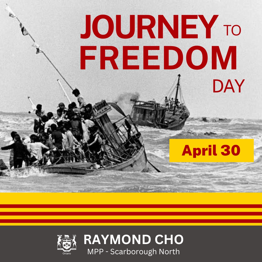 Today, on #JourneyToFreedomDay, we honour the Vietnamese Canadian community as we commemorate the journey 60,000 Vietnamese refugees made to Canada in search of freedom after the Fall of Saigon in 1975. We pay tribute to their story of bravery, survival, resilience and renewal.