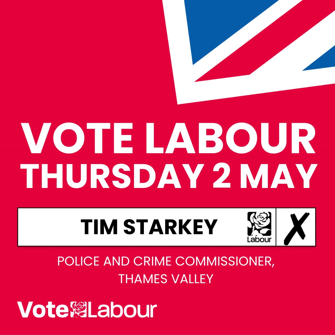 Make sure you get out and vote for Tim Starkey for Thames Valley PCC on Thursday! You can find your polling station here: wheredoivote.co.uk Don't forget your photo ID - a full list of acceptable ID can be found here: gov.uk/how-to-vote/ph…