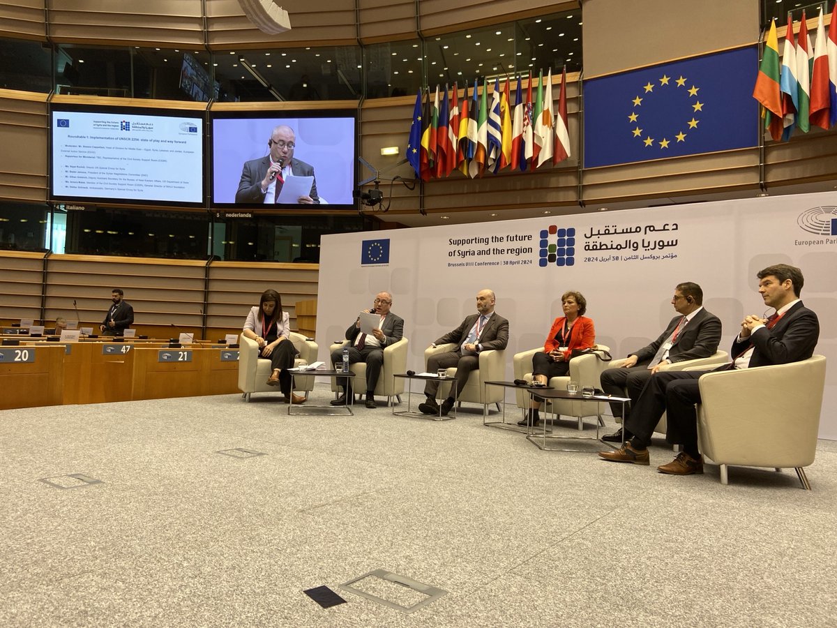 Today, DAS Goldrich participated in the Day of Dialogue panel led by @eu_eeas Cappellani. Panelists discussed the need for fulll implementation of UNSCR 2254. The U.S. remains committed to a solution that meets the aspirations of the Syrian people.