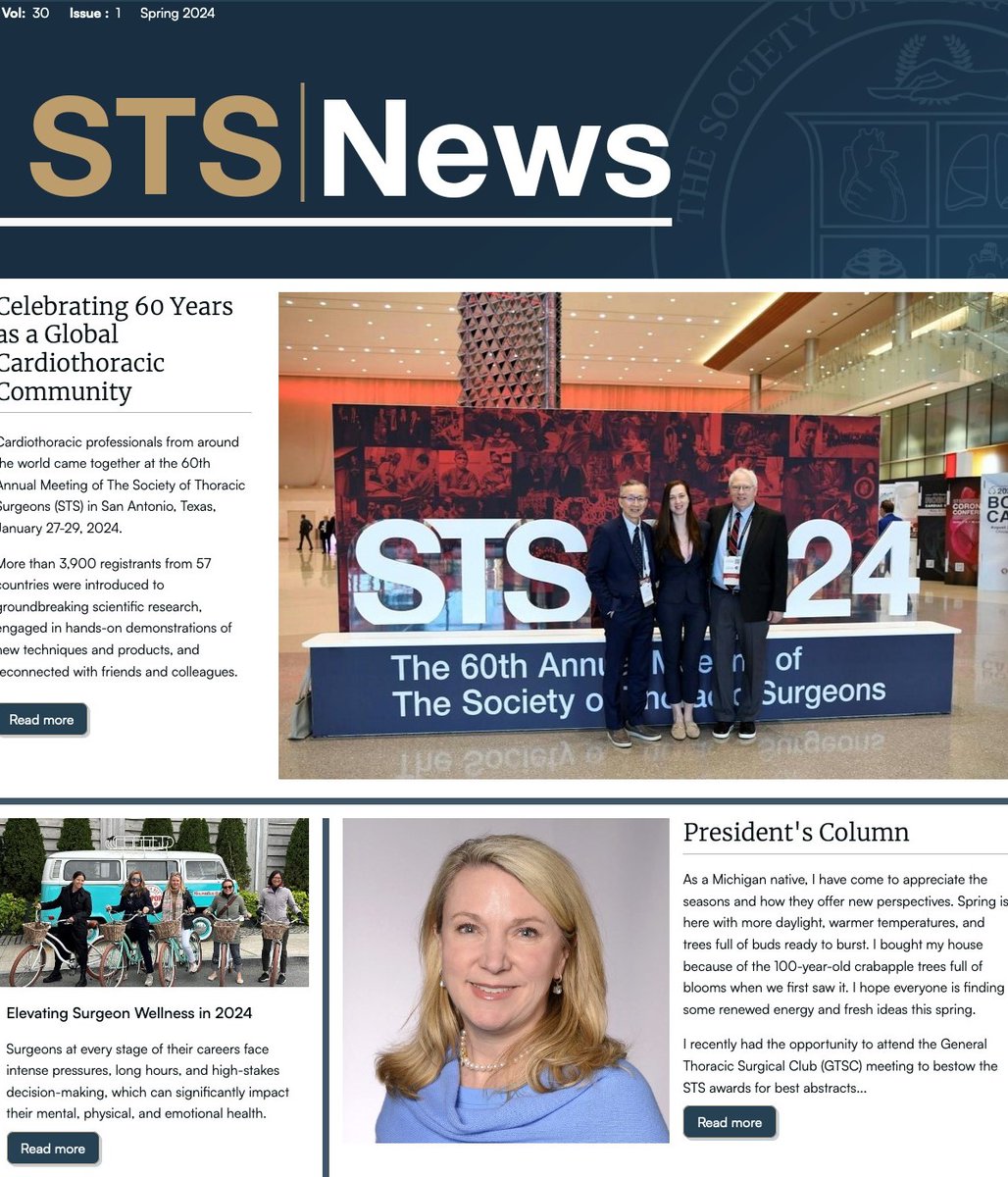 Everybody’s reading the newest issue of STS News, our members-only quarterly magazine. Find the latest news and stories advancing the CT surgery field and Society. See why surgeons from across the country become life-long STS members. #CTSurgery bit.ly/44lQInN