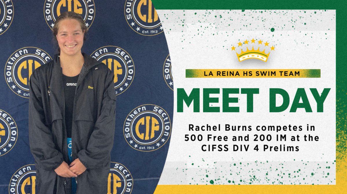 Rachel Burns will compete in 3 events today at the CIFSS DIV 4 Prelims at Mt Sac -- 400 FS Relay, 500 Free, and 200 AM.  Good luck!  <a href="/vcspreps/">VCS Preps</a> <a href="/TheAcornSports/">Acorn Sports</a>