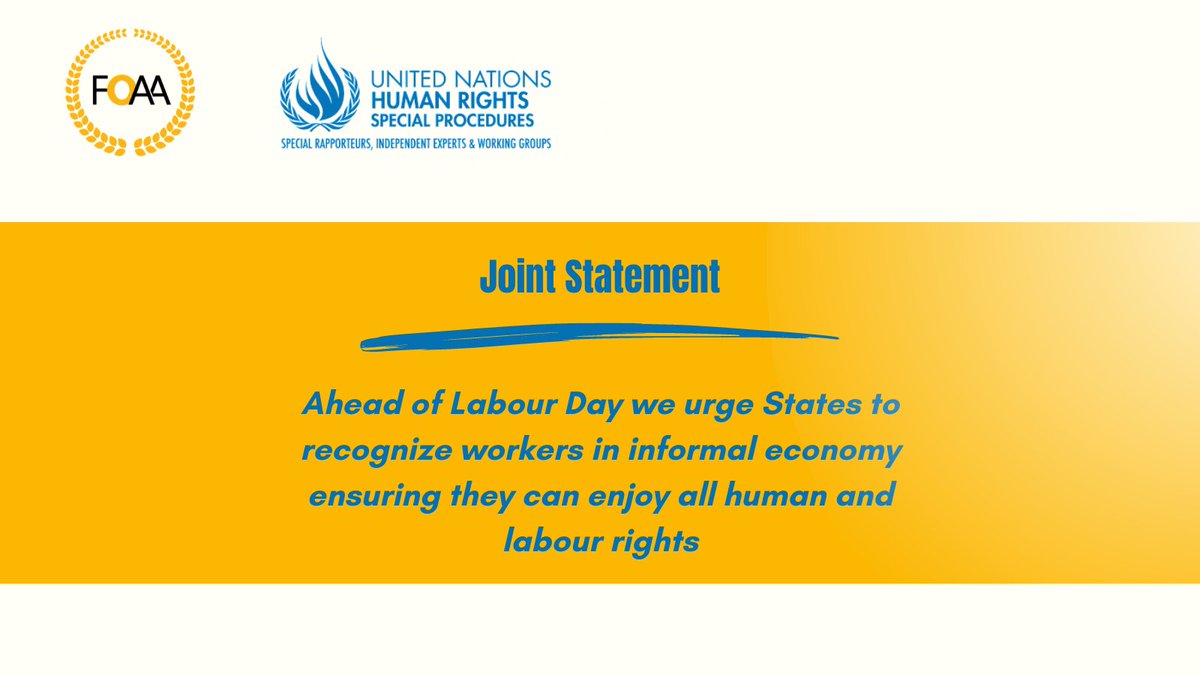 60% of the global workforce is estimated to be in the #informaleconomy making these workers vulnerable to social&economic insecurity.Ahead of #LabourDay we urge States to recognize workers in informal economy ensuring they can enjoy all human&labour rights bit.ly/3QurQV9