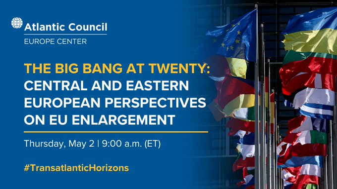 🗓️ MAY 2 at 9 AM ET: @EUAmbUS delivers remarks before the @AtlanticCouncil event marking 20 years since the 2004 🇪🇺 enlargement. Experts consider the lessons learned from the region’s accession & how it will shape Europe’s agenda for 2025 & beyond. RSVP: bit.ly/3xSjOPq