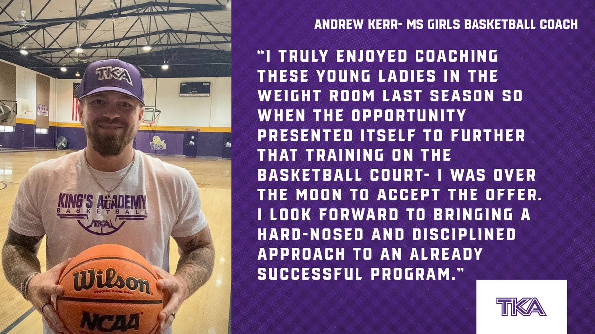 🏀🌟 Exciting news! Join us in welcoming Andrew Kerr as the new Middle School Girls Basketball Coach for the 2024-2025 season! 👏 With his passion and expertise, we're geared up for an amazing season ahead! Let's show our support and cheer on the team! 🦁🏀 #NewCoach #TKALionsTN
