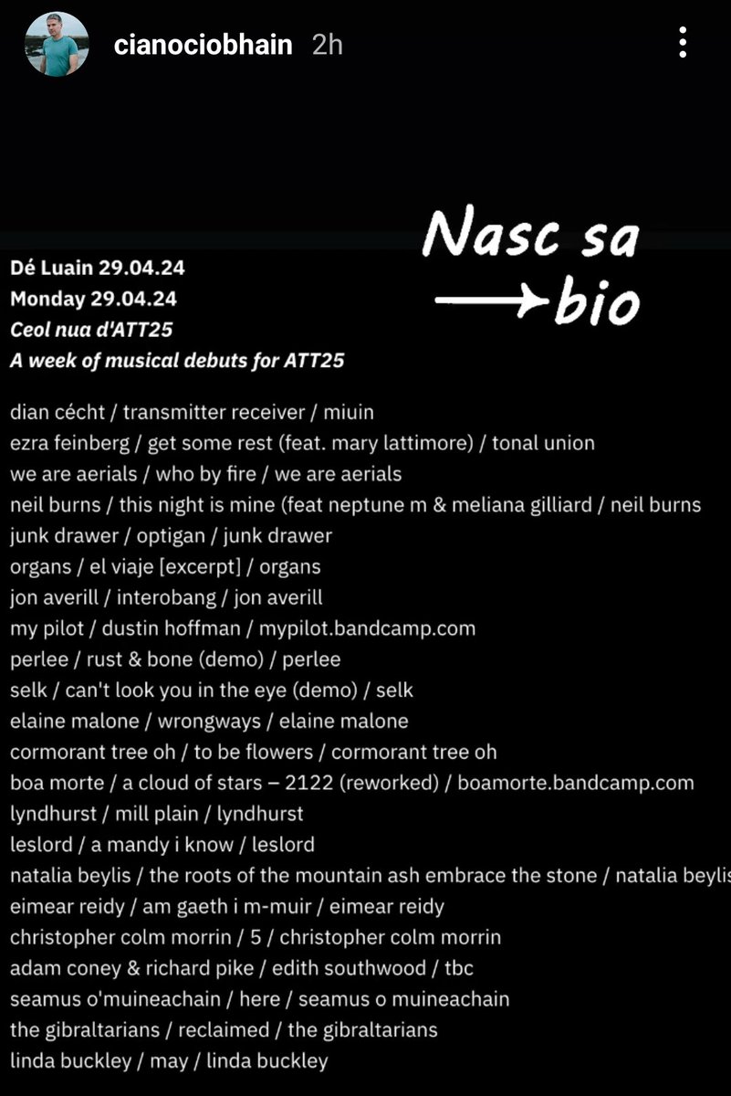 Boa Morte (@boamorteband) on Twitter photo listen back to last night's An Taobh Tuathail #att25 @COCiobh <a href="/RTERnaG/">Raidió na Gaeltachta</a> our track A Cloud of Stars / 2122 (reworked) - with clarinet by @justingrounds and French horn by Tom O'Donovan - we'll be releasing this as a single & video - Friday 10th May, listen:
rte.ie/radio/rnag/an-… listen back to last night's An Taobh Tuathail #att25 @COCiobh <a href="/RTERnaG/">Raidió na Gaeltachta</a> our track A Cloud of Stars / 2122 (reworked) - with clarinet by @justingrounds and French horn by Tom O'Donovan - we'll be releasing this as a single & video - Friday 10th May, listen:
rte.ie/radio/rnag/an-…