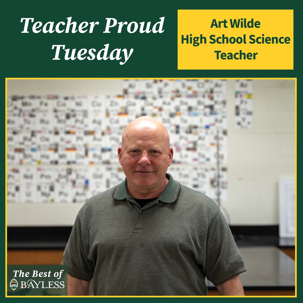 This #TeacherProudTuesday is for Science Teacher Art Wilde! Art has led a team to second place at the WWT Student Stem Forum, helped several students in the TSA place in the top 3 at TSA's state competition, and continued his excellent work in the classroom. #BringTheStampede