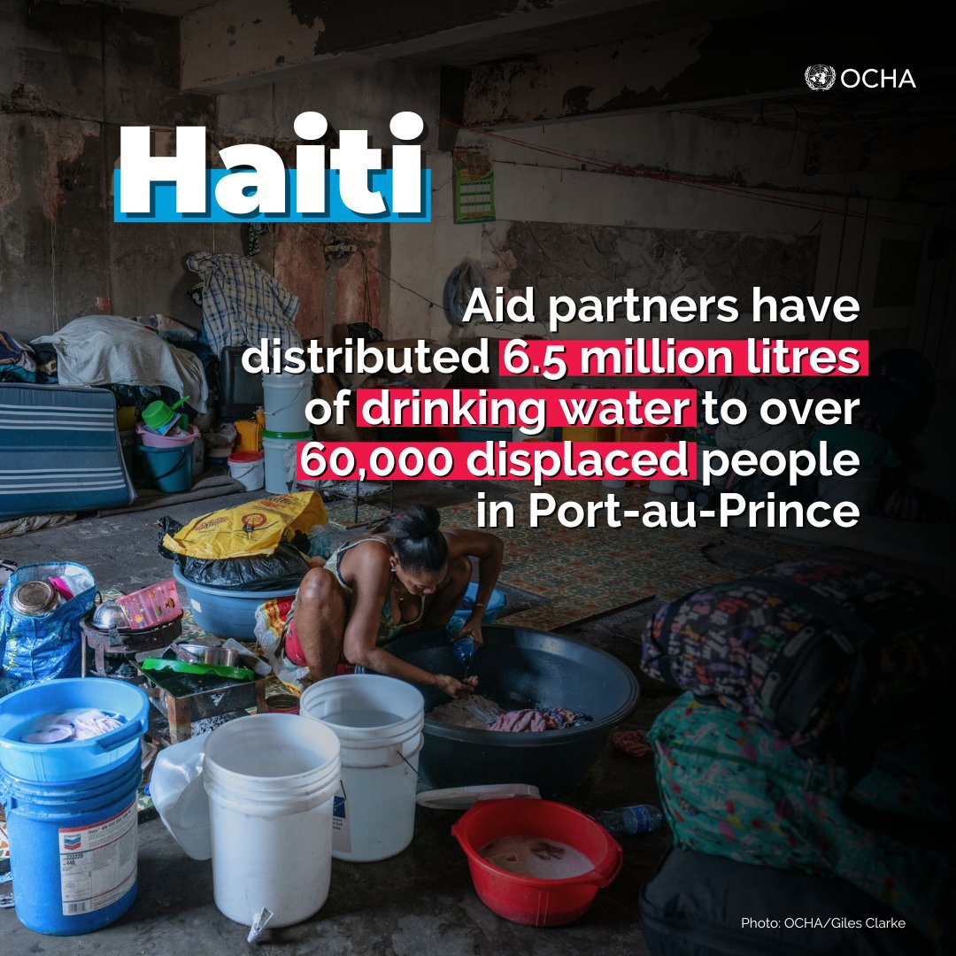 Haiti: The number of displaced people in Port-au-Prince keeps rising as living conditions continue to deteriorate due to ongoing violence. Despite challenges, humanitarians are making every effort to deliver life-saving assistance. Latest from @UNOCHA: reliefweb.int/report/haiti/h…