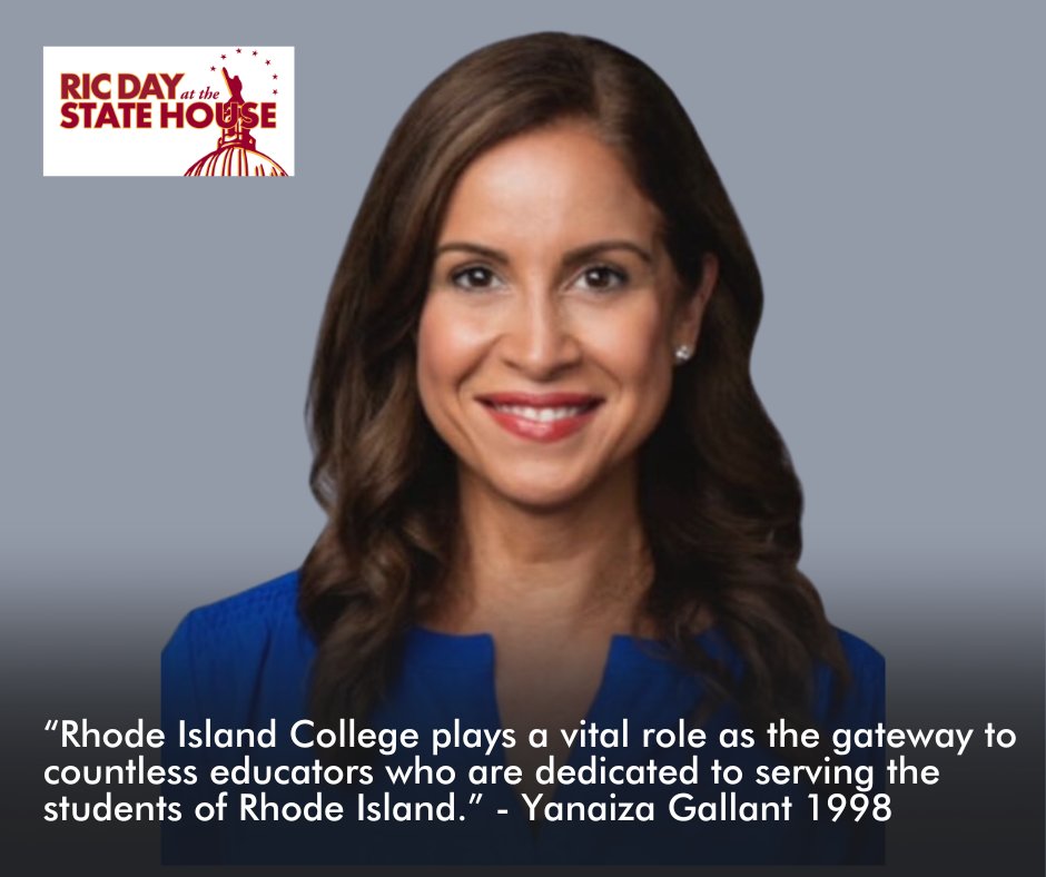 Join us this Thursday, May 2, for RIC Day at the State House! 🎓 Share why RIC matters to RI using #RICDay2024. Can't be there? Spread the word and tag @RICAlumni. Alum Yanaiza Gallant '98 highlights RIC's impact on education and community. #RICAlumni #RICDayAtTheStateHouse