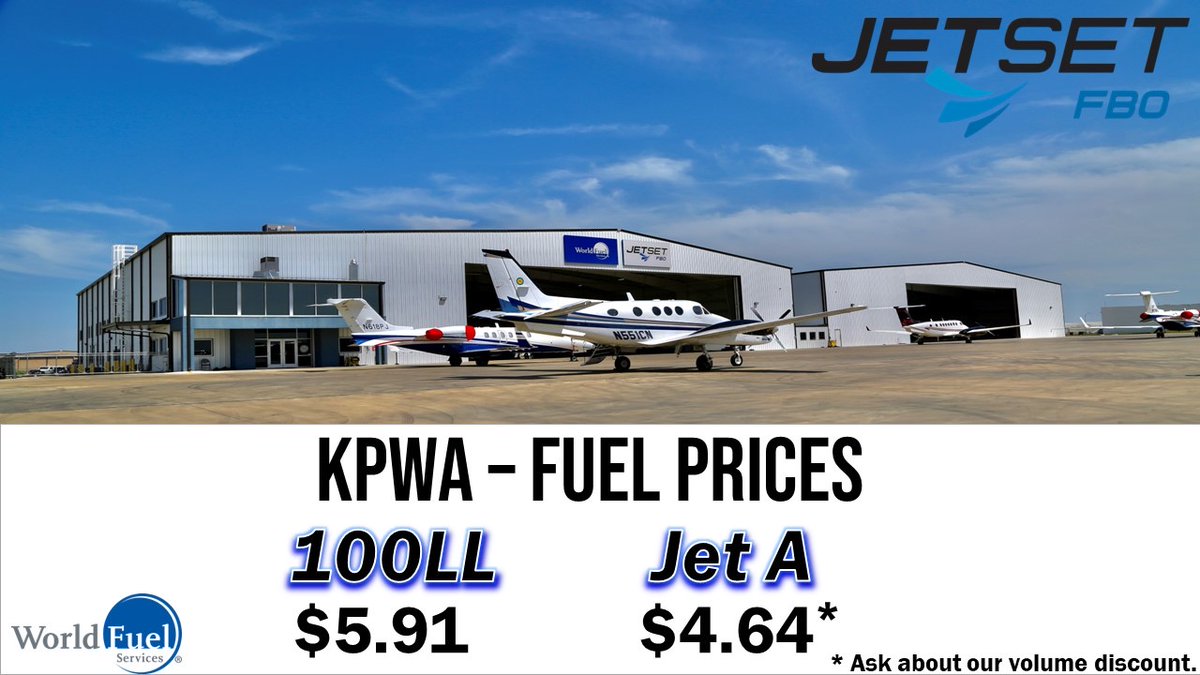 Fuel price update for the week of April 30th✈️⛽️

jetsetokc.com | #jetset #fbo #jetfuel #fuel #okc #bizav