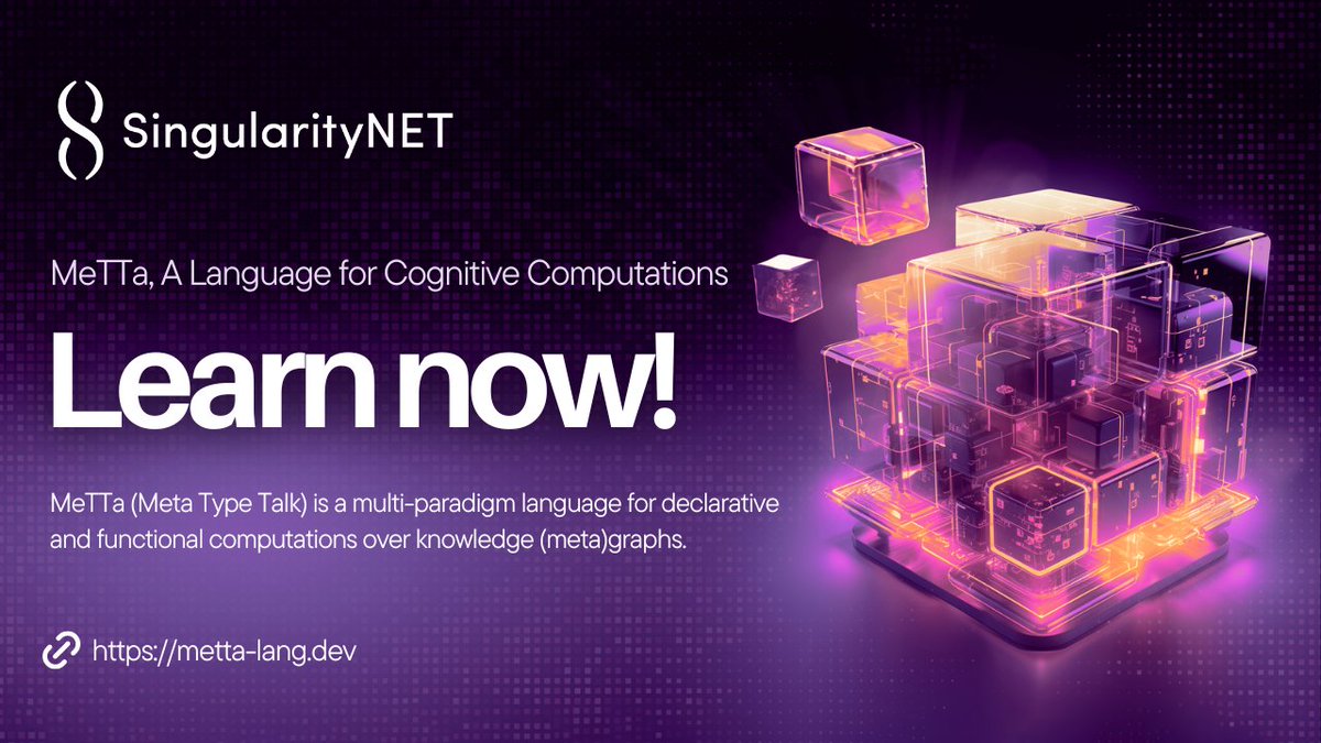 Interested in becoming an #AGI developer?

Get started with MeTTa, the language of the cognitive architecture of the OpenCog Hyperon framework for AGI and beyond.

Learn more at metta-lang.dev

#HyperonAlpha