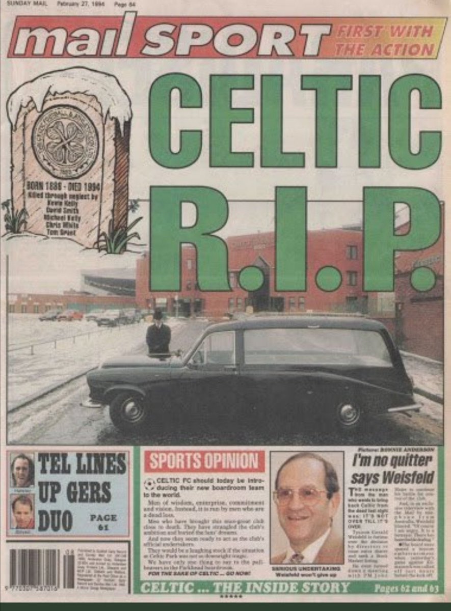 Reminder that Celtic Football & Athletic Club co ltd/Pacific Shelf 1994/Glasgow Celtic FC are not the same club. On a lesser note the term 'old firm' technically died in 1994 when the old dead Celtic football & athletic co ltd went newco. It went newco again in 2002 with HMS 402
