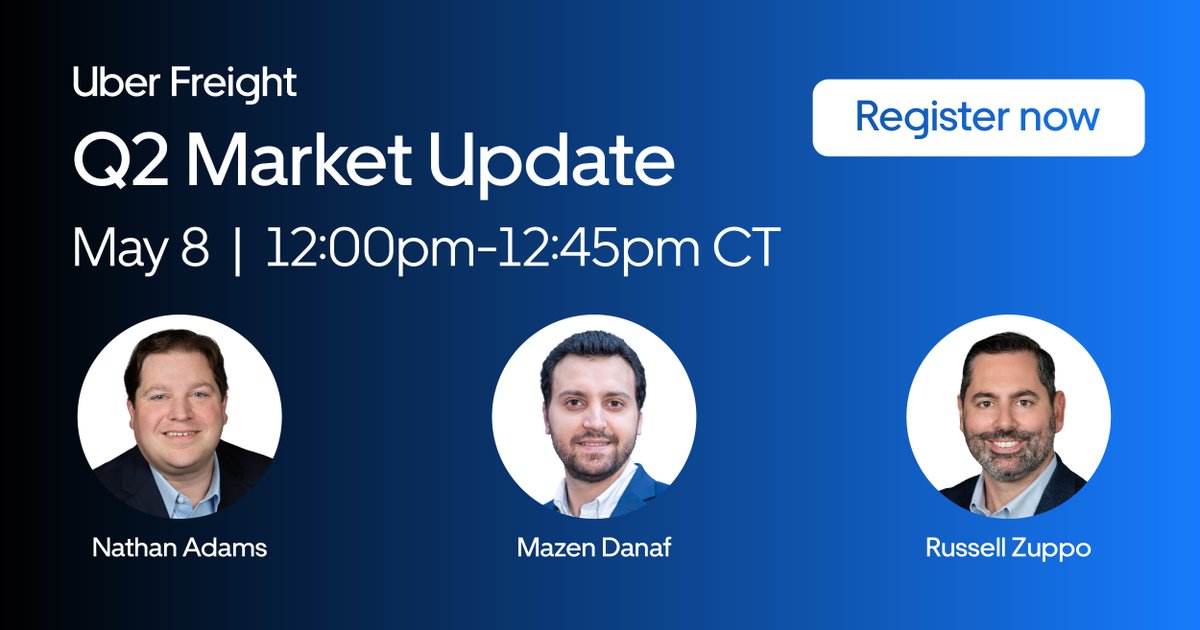 Ready to get ahead of freight market trends? 🚚💨 On May 8th at noon CT, join Uber Freight experts to glean critical insights into the market’s past, present and future. Register here: web.cvent.com/hub/events/406…