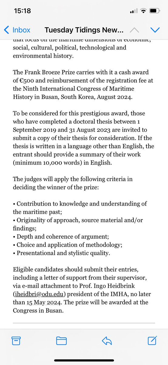 For those who have completed their PhD dissertations on Maritime history between Sept 2019 and August 2023. The Professor Frank Broze Award. #naval #History