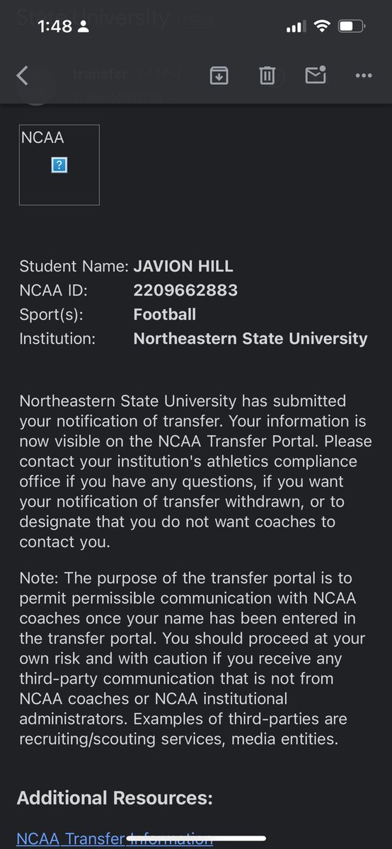 Javionh24's tweet image. I’ve officially entered my name in the transfer portal! 📲