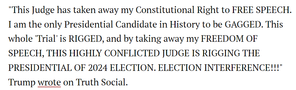 HOW STUPID is @realDonaldTrump? This isn't about free speech you stupid POS. Trump slams judge in Truth Social rant hours after being hit by contempt of court ruling