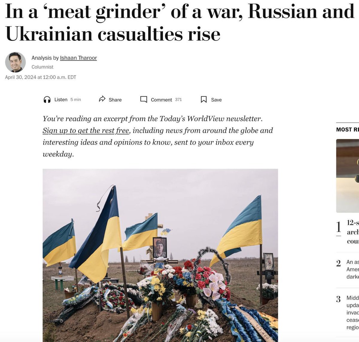 Western intelligence officials dispute Zelensky’s estimate for Ukraine’s casualties — some 31,000 soldiers killed in the fighting — and believe the figure is far higher, likely more than double (+62,000)

Source: WaPo