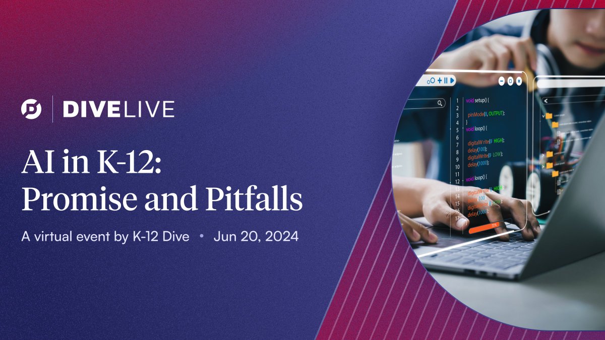 Join the K-12 Dive editorial team for an insightful live virtual event around the promises and pitfalls of AI in K-12. Register for free today: resources.industrydive.com/ai-in-k-12-pro…