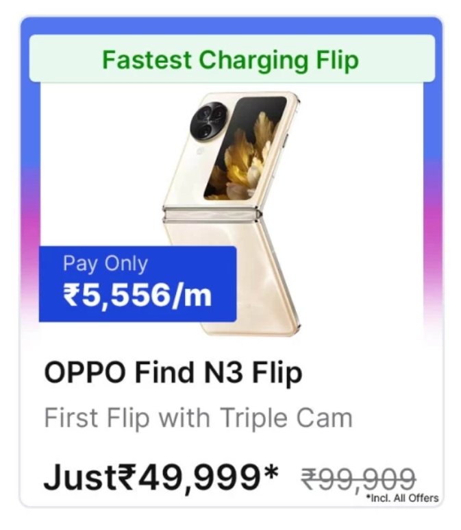 OPPO Find N3 Flip
💰49999₹
#OPPOFindN3Flip #Flipkart #BigSavingDays