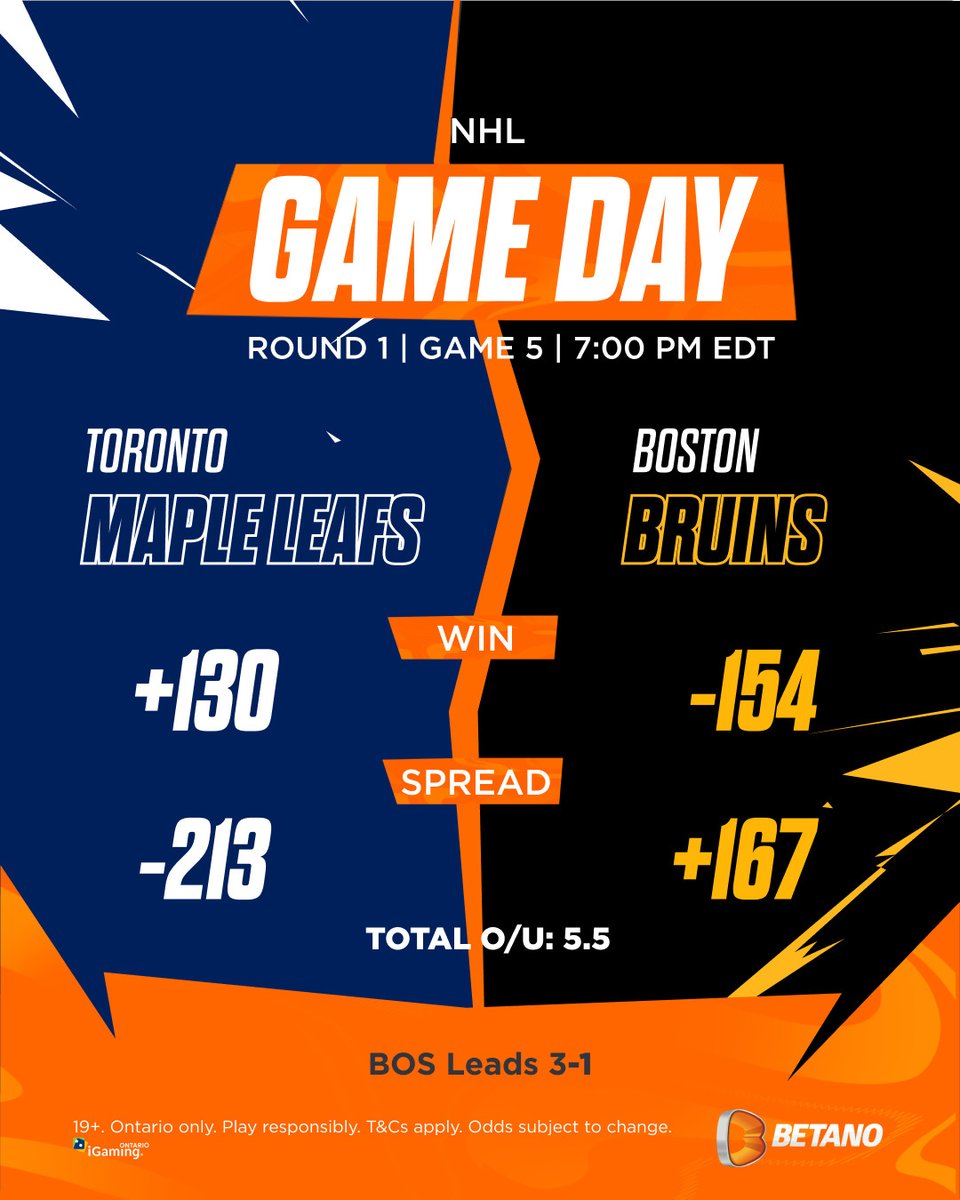 Game on the line! 🏒 The Bruins are up 3-1. Can the Leafs stage a comeback, or will they be skating home? 🥅🚨 #BetanoCanada #Hockey