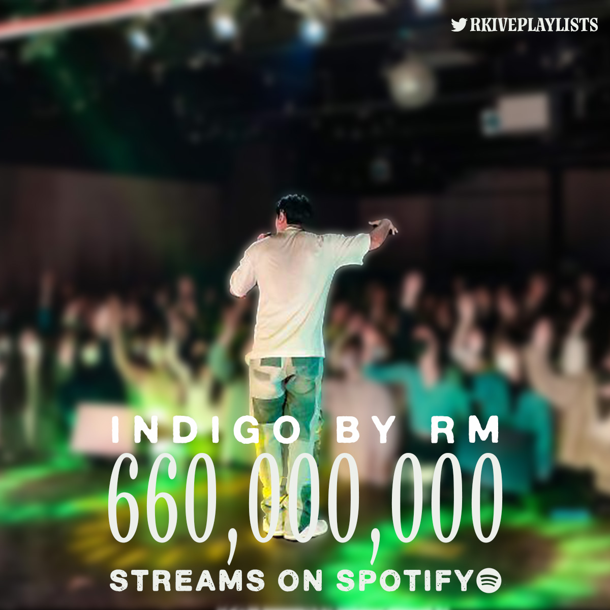 #RM’s solo debut album Indigo has surpassed 660 million streams on Spotify! 💙open.spotify.com/album/2wGinO7Y…