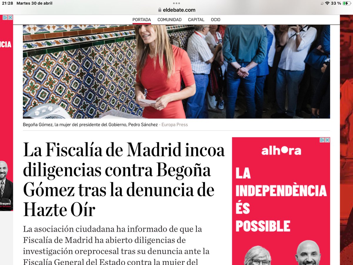 Vaya, vaya, parece que no solo es el juez acosado, también la Fiscalía de Madrid, que depende del Gobierno, como recordaba Pedro Sánchez en su día, abre diligencias contra Begoña Gómez🤦‍♂️