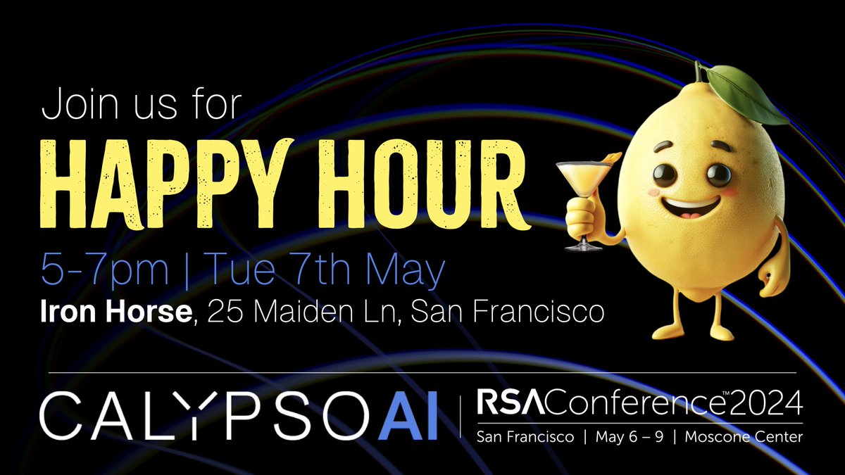 calypsoai's tweet image. ✨The countdown to #RSA2024 has begun!✨If you&apos;ll be at the conference, please join us just down the street for our #CalypsoAI Speakeasy Happy Hour! 🍸

🤝Meet our global team, including our CEO, CTO, and COO, at the historic Iron Horse Cocktails.🍋

calypsoai.com/request-demo/