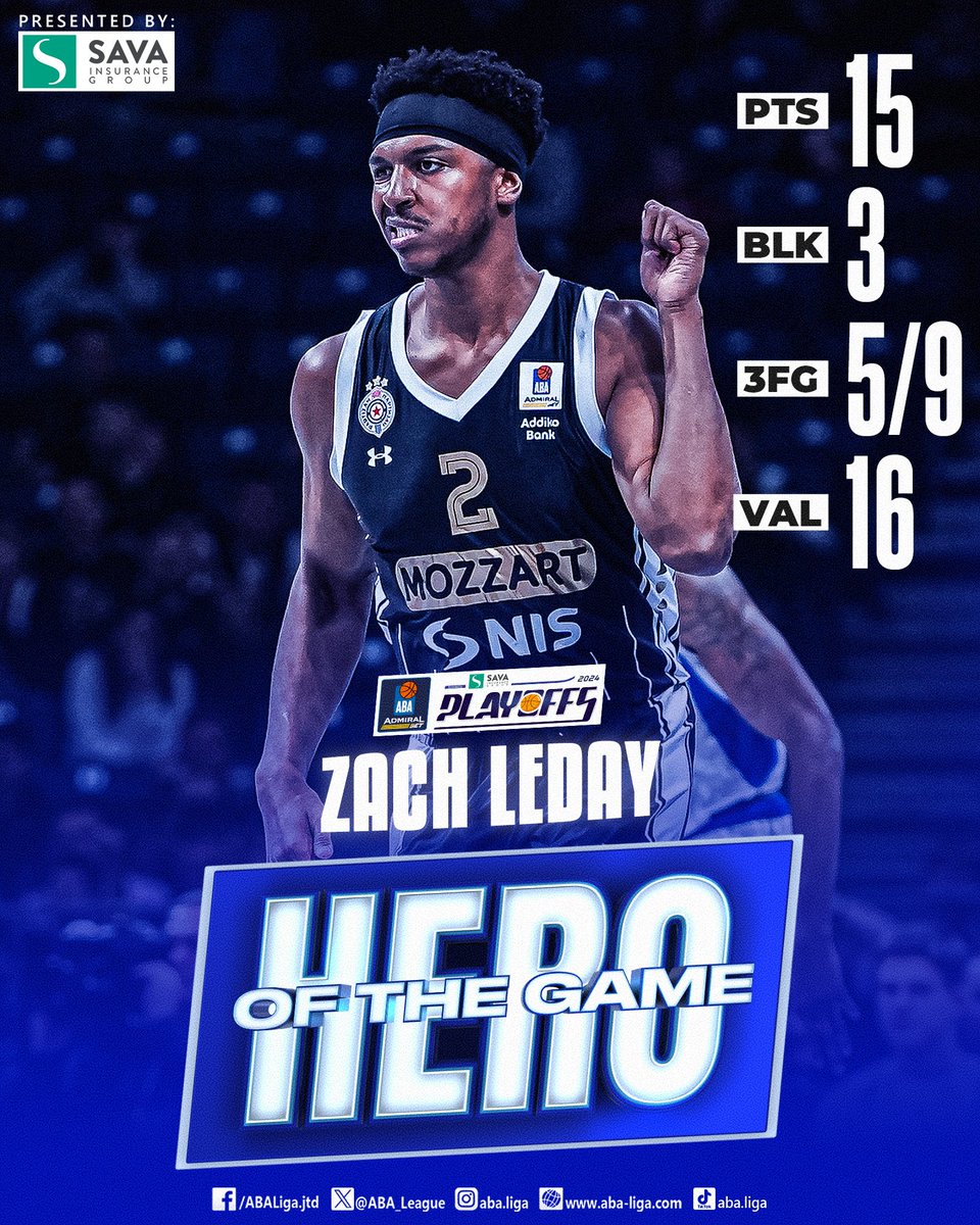 🔥 @ZachLeDay32 shot lights out in @PartizanBC game 1 win! #ABAPlayoffs | Presented by Sava Insurance Group