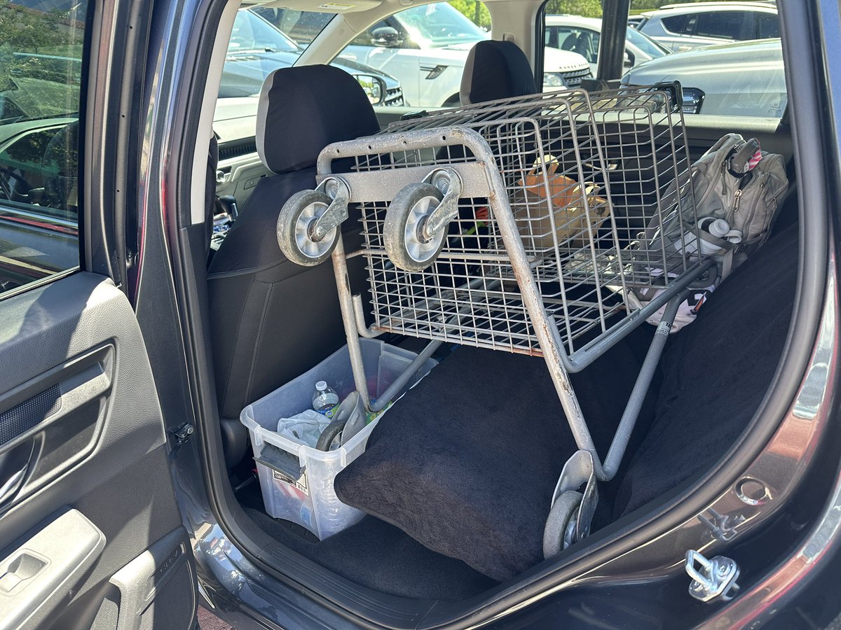 I learned two things this morning: The cost to replace a grocery basket can vary between $250-$750 EACH (at @WholeFoods) A small grey double decker buggy can fit in the second row of my SUV. *buggy was returned after someone else tried to rehome it*