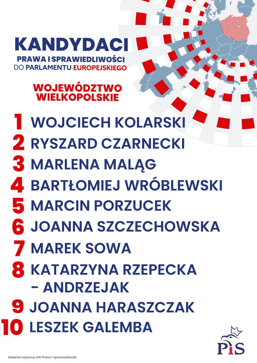 🇵🇱 Kandydaci PiS do Parlamentu Europejskiego - województwo wielkopolskie👇 9 czerwca głosujcie na Prawo i Sprawiedliwość!